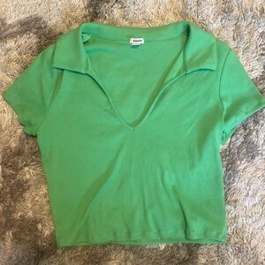 Green Collared Crop Top From Garage